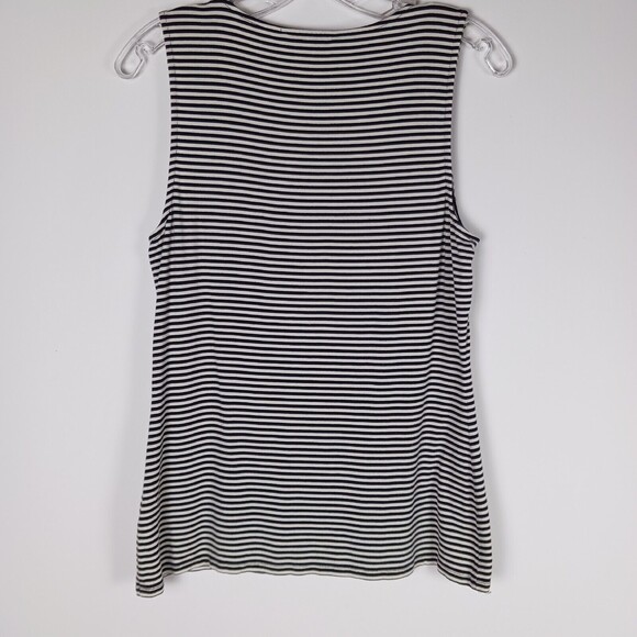White House Black Market Ruffled Striped Scoop Neck Tank Size M - Picture 2 of 4
